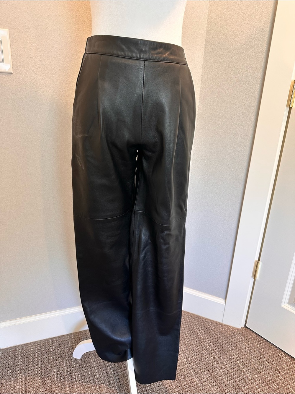 Black Leather 100 % Lambskin Wide Leg Pants